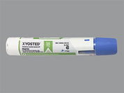 Xyosted: This is a Auto-injector imprinted with nothing on the front, nothing on the back.