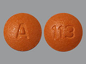 Indapamide: This is a Tablet imprinted with A on the front, 113 on the back.