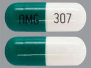 Cyclophosphamide: Esto es un Cápsula blanco oblongo imprimido con AMG en la parte delantera, 307 en la parte posterior, y es fabricado por AMERIGEN PHARMA.