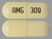 Penicillamine: This is a Capsule imprinted with AMG on the front, 309 on the back.