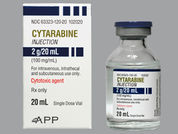 Cytarabine: Esto es un Vial imprimido con nada en la parte delantera, nada en la parte posterior, y es fabricado por None.