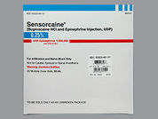 Sensorcaine With Epinephrine: Esto es un Vial imprimido con nada en la parte delantera, nada en la parte posterior, y es fabricado por None.