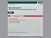 Sensorcaine With Epinephrine: Esto es un Vial imprimido con nada en la parte delantera, nada en la parte posterior, y es fabricado por None.