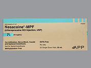 Nesacaine-Mpf: This is a Vial imprinted with nothing on the front, nothing on the back.