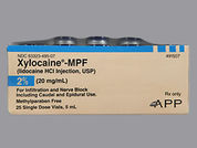 Xylocaine: Esto es un Vial imprimido con nada en la parte delantera, nada en la parte posterior, y es fabricado por None.