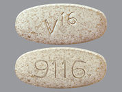 Viokace: This is a Tablet imprinted with V16 on the front, 9116 on the back.