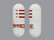 Bismuth-Metronidazole-Tetracyc: This is a Capsule imprinted with B  M  T on the front, logo on the back.
