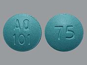 Acticlate: This is a Tablet imprinted with 75 on the front, AQ  101 on the back.