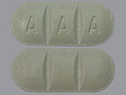 Acticlate: This is a Tablet imprinted with A A A on the front, nothing on the back.