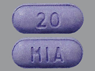 This is a Tablet imprinted with 20 on the front, MIA on the back.