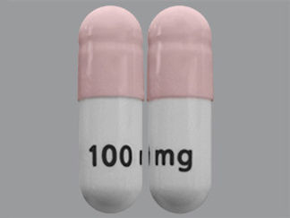 This is a Capsule imprinted with 100 mg on the front, nothing on the back.