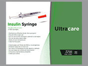 Ultracare Insulin Syringe: Esto es un Jeringa Empty Disposable imprimido con nada en la parte delantera, nada en la parte posterior, y es fabricado por None.
