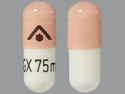 Braftovi: This is a Capsule imprinted with logo on the front, LGX 75mg on the back.