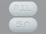 Riluzole: This is a Tablet imprinted with RIL on the front, 50 on the back.