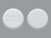 Amlodipine Besylate: This is a Tablet imprinted with 209 on the front, nothing on the back.