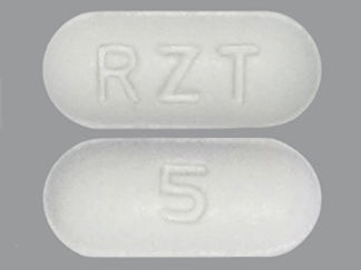 This is a Tablet imprinted with RZT on the front, 5 on the back.