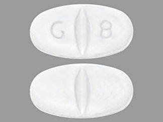 This is a Tablet imprinted with G 8 on the front, nothing on the back.