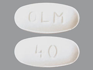 This is a Tablet imprinted with OLM on the front, 40 on the back.