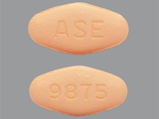 This is a Tablet imprinted with ASE on the front, 9875 on the back.