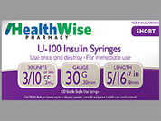 Healthwise Insulin Syringe: Esto es un Jeringa Empty Disposable imprimido con nada en la parte delantera, nada en la parte posterior, y es fabricado por None.