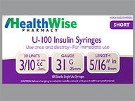 Healthwise Insulin Syringe 31 Gx5/16" Syringe Empty Disposable