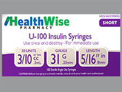 Healthwise Insulin Syringe: Esto es un Jeringa Empty Disposable imprimido con nada en la parte delantera, nada en la parte posterior, y es fabricado por None.