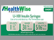 Healthwise Insulin Syringe: This is a Syringe Empty Disposable imprinted with nothing on the front, nothing on the back.