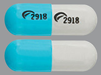 This is a Capsule Er 24 Hr imprinted with logo and 2918 on the front, logo and 2918 on the back.