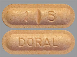 This is a Tablet imprinted with 1 5 on the front, DORAL on the back.