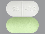 Orphenadrine-Aspirin-Caffeine: Esto es un Tableta imprimido con GA 473 en la parte delantera, nada en la parte posterior, y es fabricado por None.