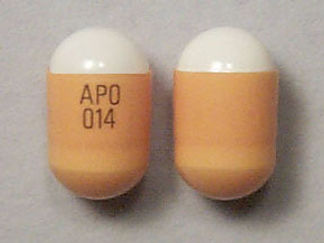 This is a Capsule Er 24hr Degradable imprinted with APO  014 on the front, nothing on the back.