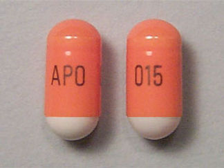 This is a Capsule Er 24hr Degradable imprinted with APO 015 on the front, nothing on the back.