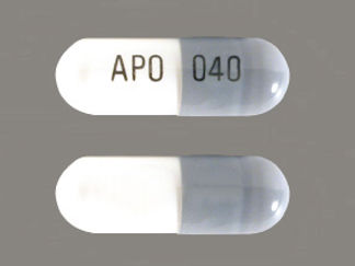 This is a Capsule imprinted with APO on the front, 040 on the back.