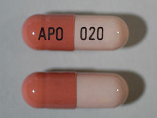 This is a Capsule Dr imprinted with APO on the front, 020 on the back.