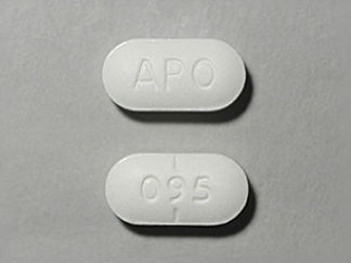 This is a Tablet imprinted with APO on the front, 095 on the back.
