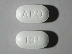 This is a white oval Tablet imprinted with APO on the front, 101 on the back, and is manufactured by AHP.