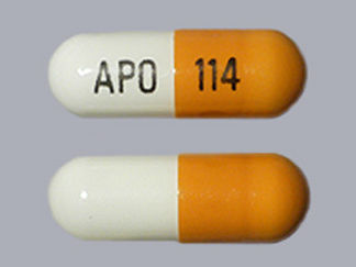 This is a Capsule imprinted with APO on the front, 114 on the back.