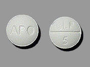 Glipizide: This is a Tablet imprinted with APO on the front, GLP  5 on the back.