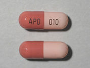 Omeprazole: Esto es un Cápsula Dr imprimido con APO en la parte delantera, 010 en la parte posterior, y es fabricado por None.