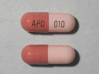 This is a Capsule Dr imprinted with APO on the front, 010 on the back.