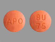Bupropion Hcl: This is a Tablet imprinted with APO on the front, BU  75 on the back.