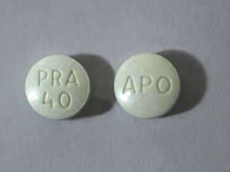 This is a Tablet imprinted with APO on the front, PRA  40 on the back.