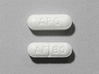 This is a Tablet imprinted with APO on the front, AF 80 on the back.