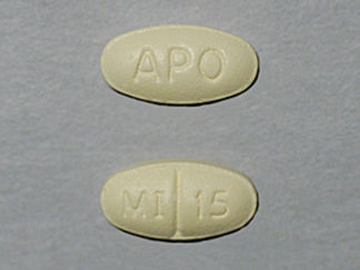 This is a Tablet imprinted with APO on the front, MI 15 on the back.