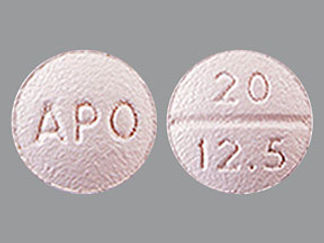 This is a Tablet imprinted with APO on the front, 20 12.5 on the back.