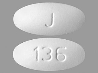 This is a Tablet imprinted with J on the front, 136 on the back.