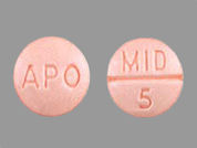 Midodrine Hcl: Esto es un Tableta imprimido con APO en la parte delantera, MID  5 en la parte posterior, y es fabricado por None.