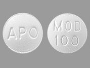 Modafinil: Esto es un Tableta imprimido con MOD  100 en la parte delantera, APO en la parte posterior, y es fabricado por None.