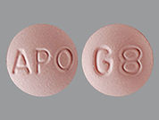 Galantamine: Esto es un Tableta imprimido con G8 en la parte delantera, APO en la parte posterior.