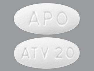 This is a Tablet imprinted with APO on the front, ATV 20 on the back.